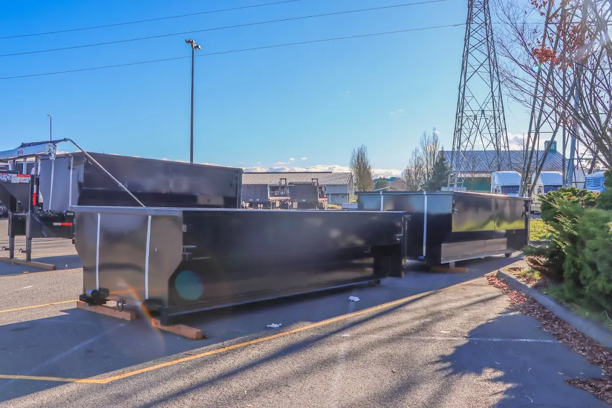 Roll-off dumpster ready for waste disposal at job site for Yard Waste Dumpster Rental in Aurora